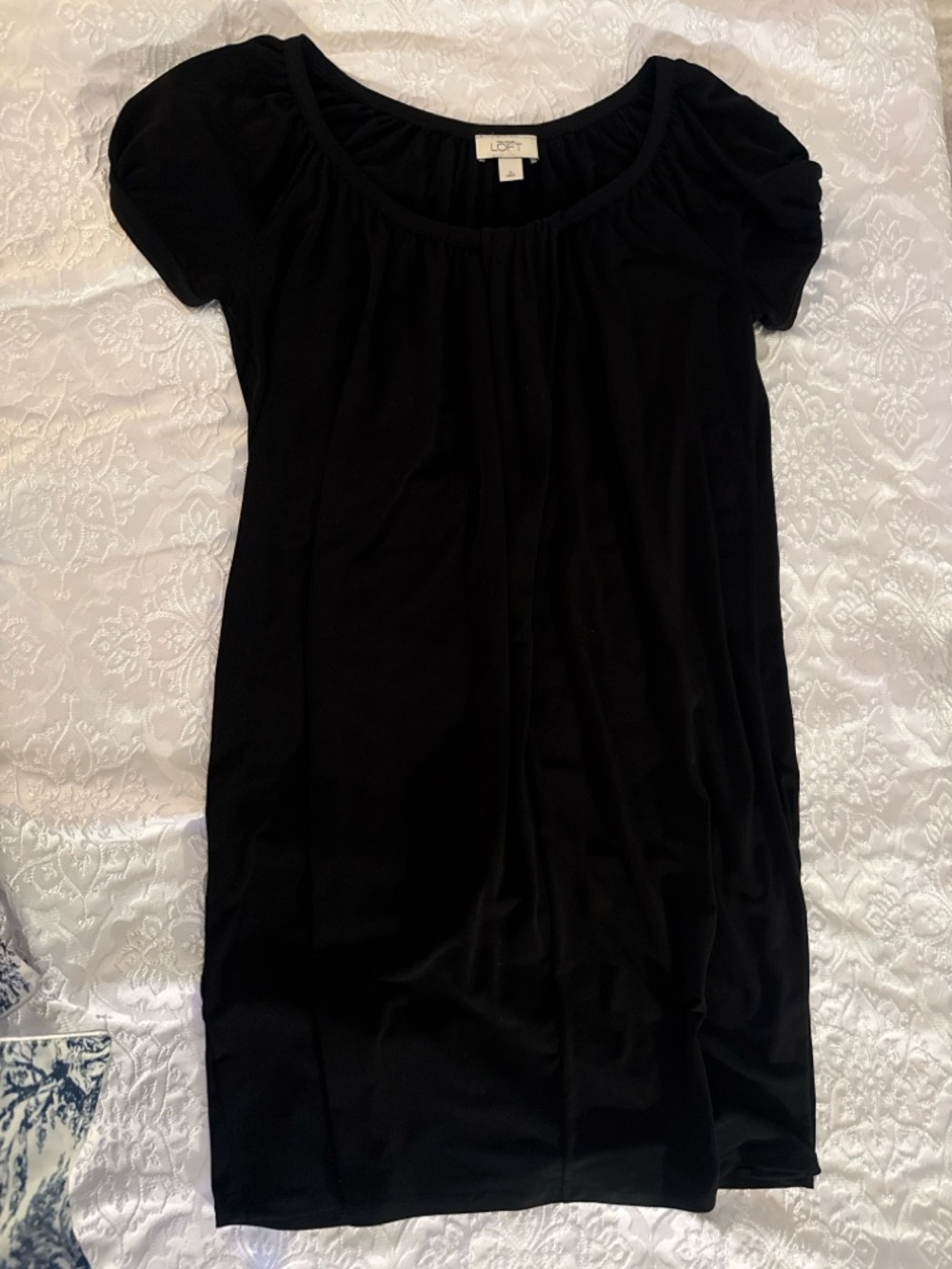 LOFT Black Short Sleeve Scoop Neck Tunic Dress size S